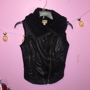 Black Faux Leather Fur Vest